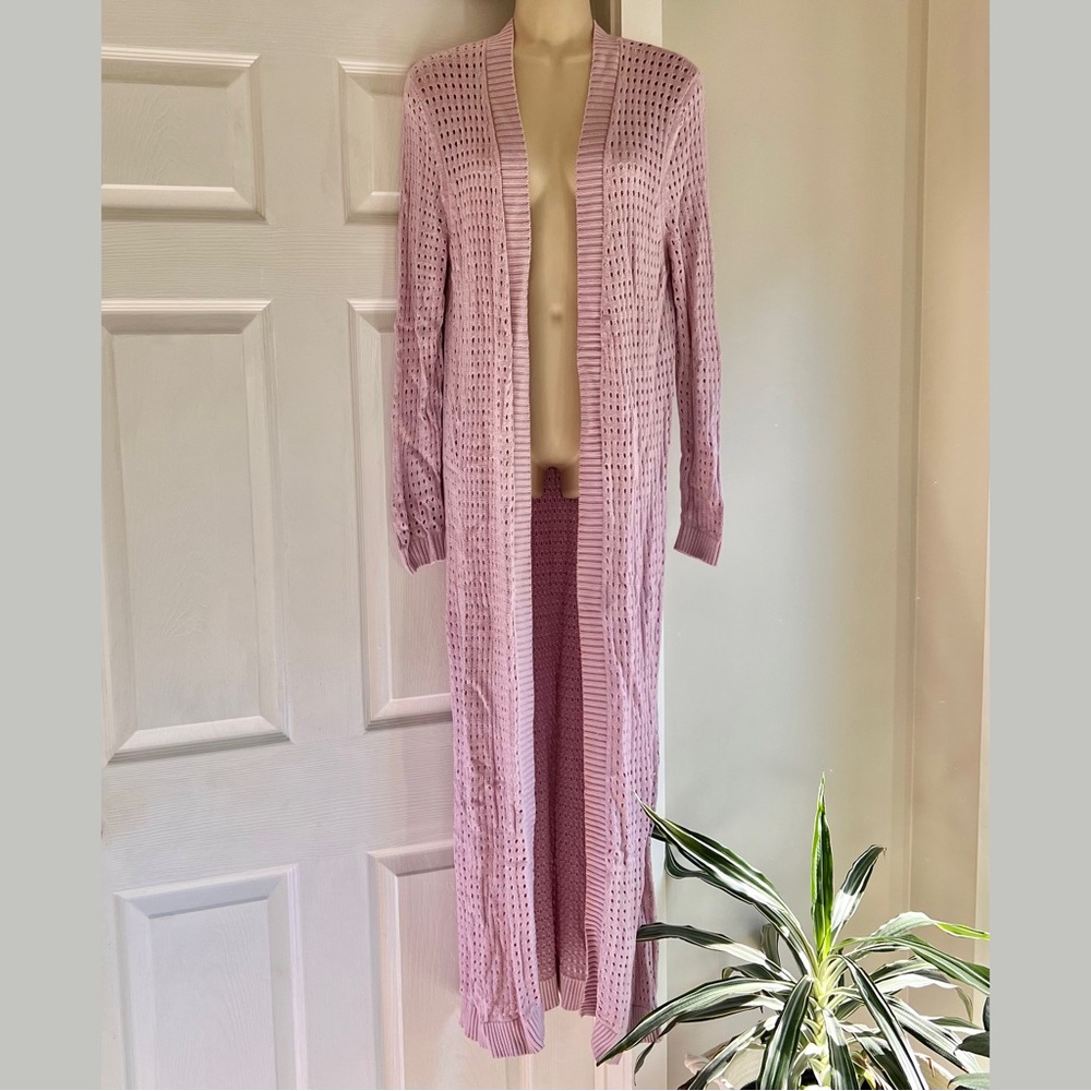 Nasty Gal Lilac Purple Eyelet Crochet Duster 60” M